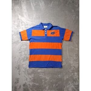Florida Gators Rugby Polo Shirt Mens XL Short Sleeve Orange/Blue Striped Bloke